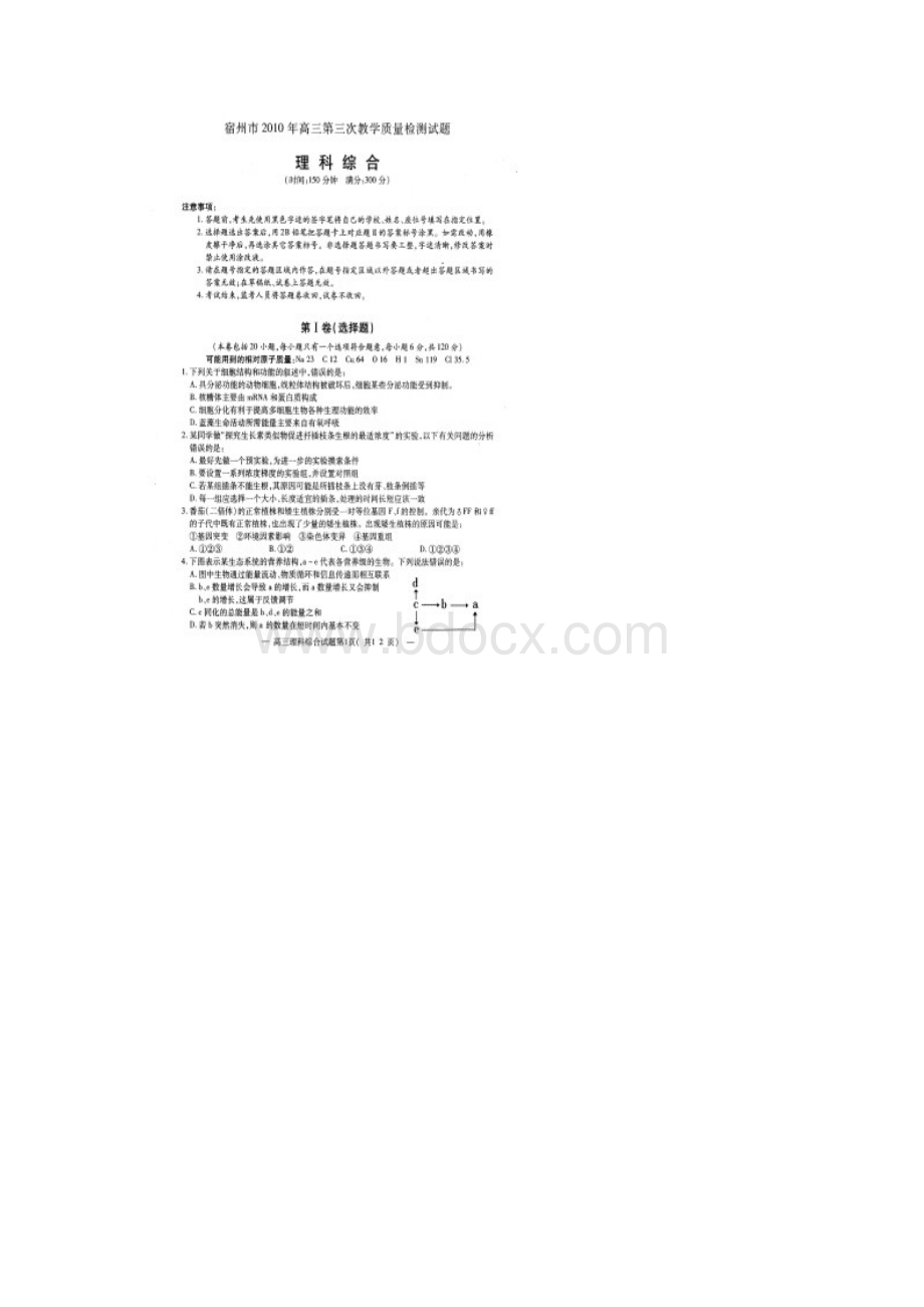 宿州市三模理综试题 宿州市三模理综Word下载.docx_第2页