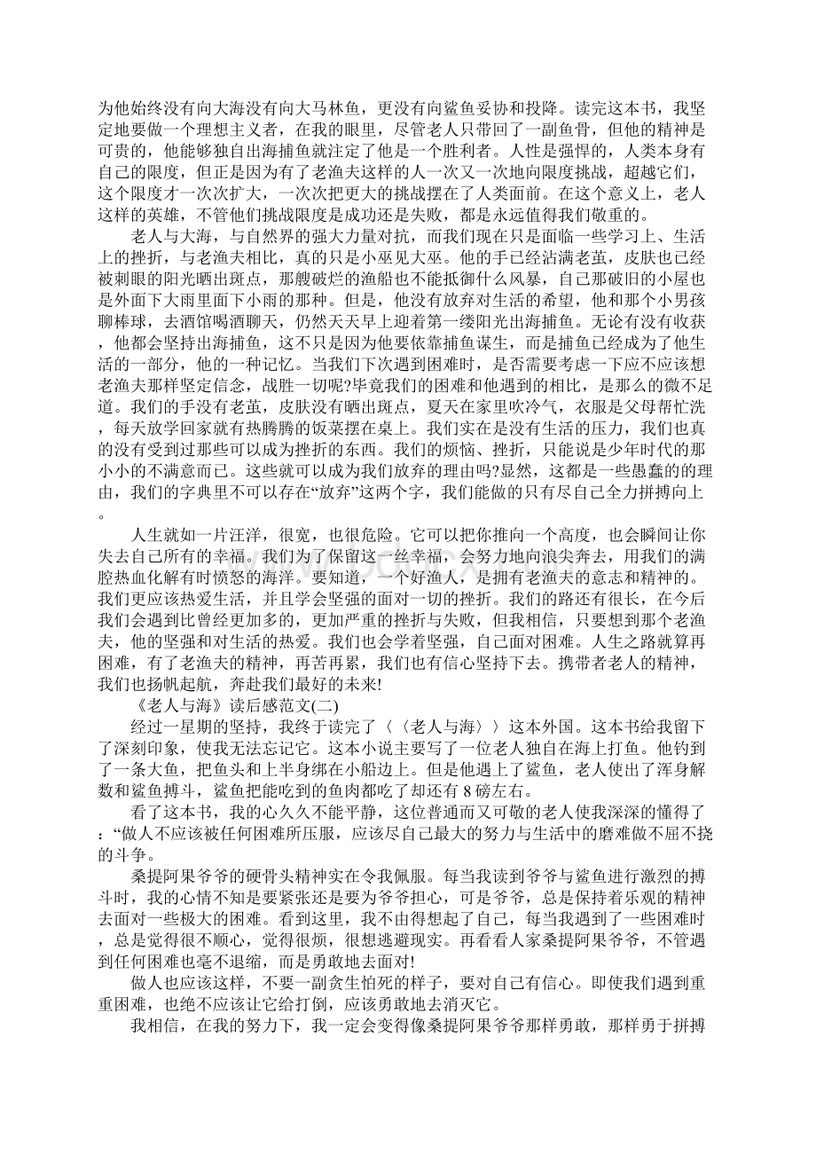 《老人与海》读后感范文1Word文件下载.docx_第2页