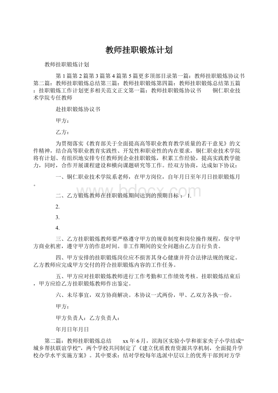 教师挂职锻炼计划.docx