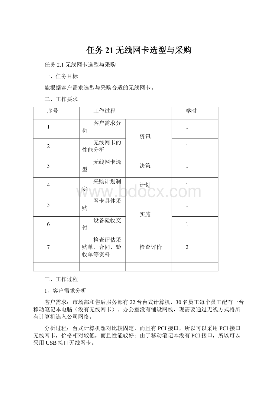 任务21 无线网卡选型与采购.docx_第1页