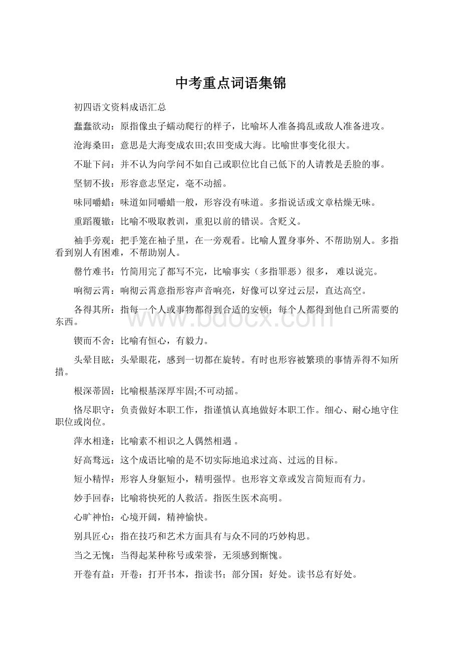 中考重点词语集锦文档格式.docx_第1页