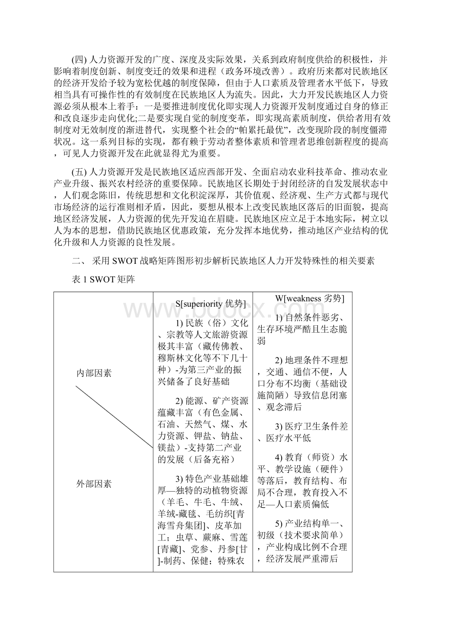 西部民族地区HRD特殊性的SWOT矩阵分析及战略对策研究.docx_第2页