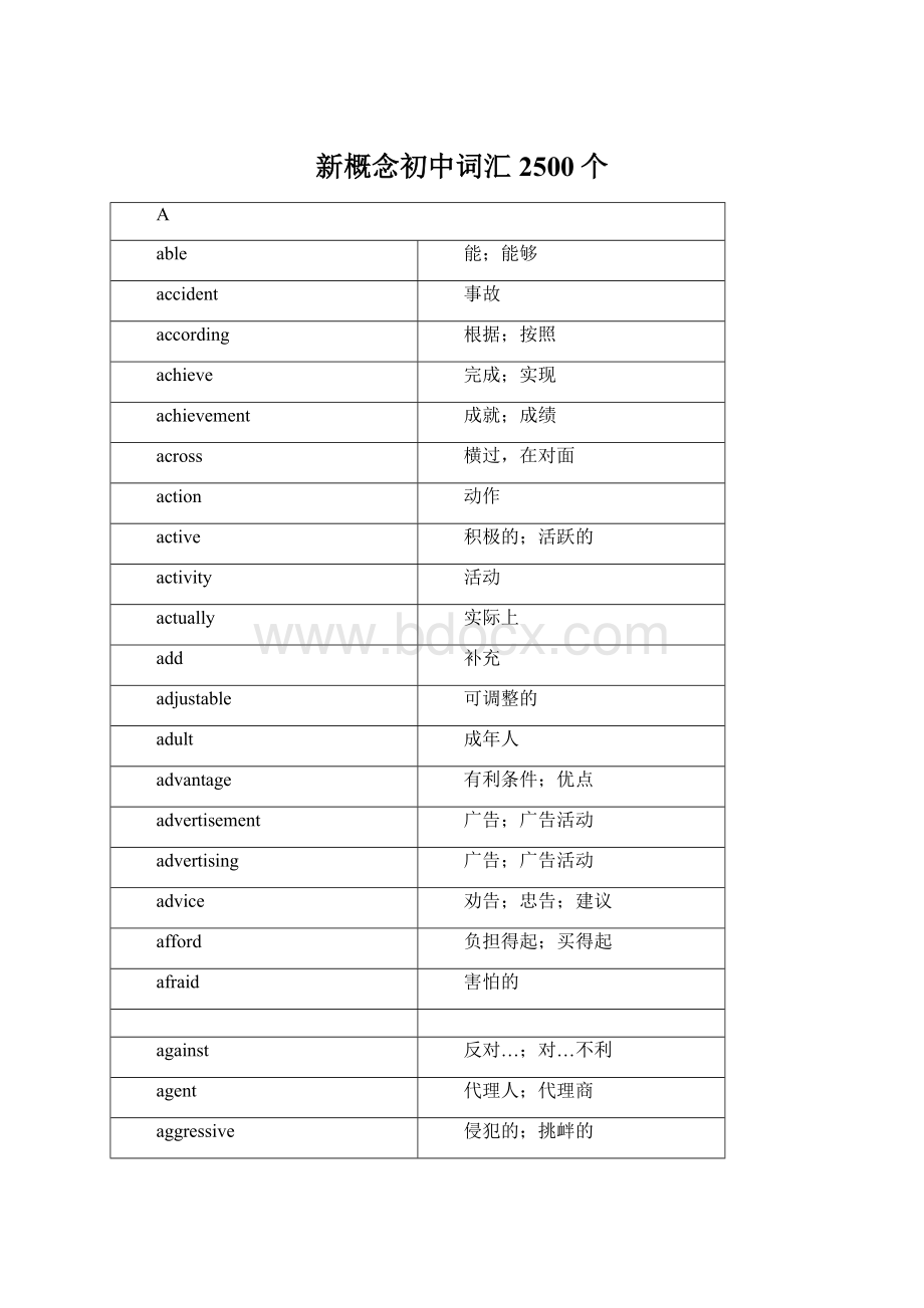 新概念初中词汇2500个Word下载.docx_第1页