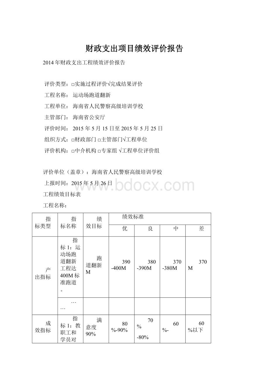 财政支出项目绩效评价报告.docx_第1页