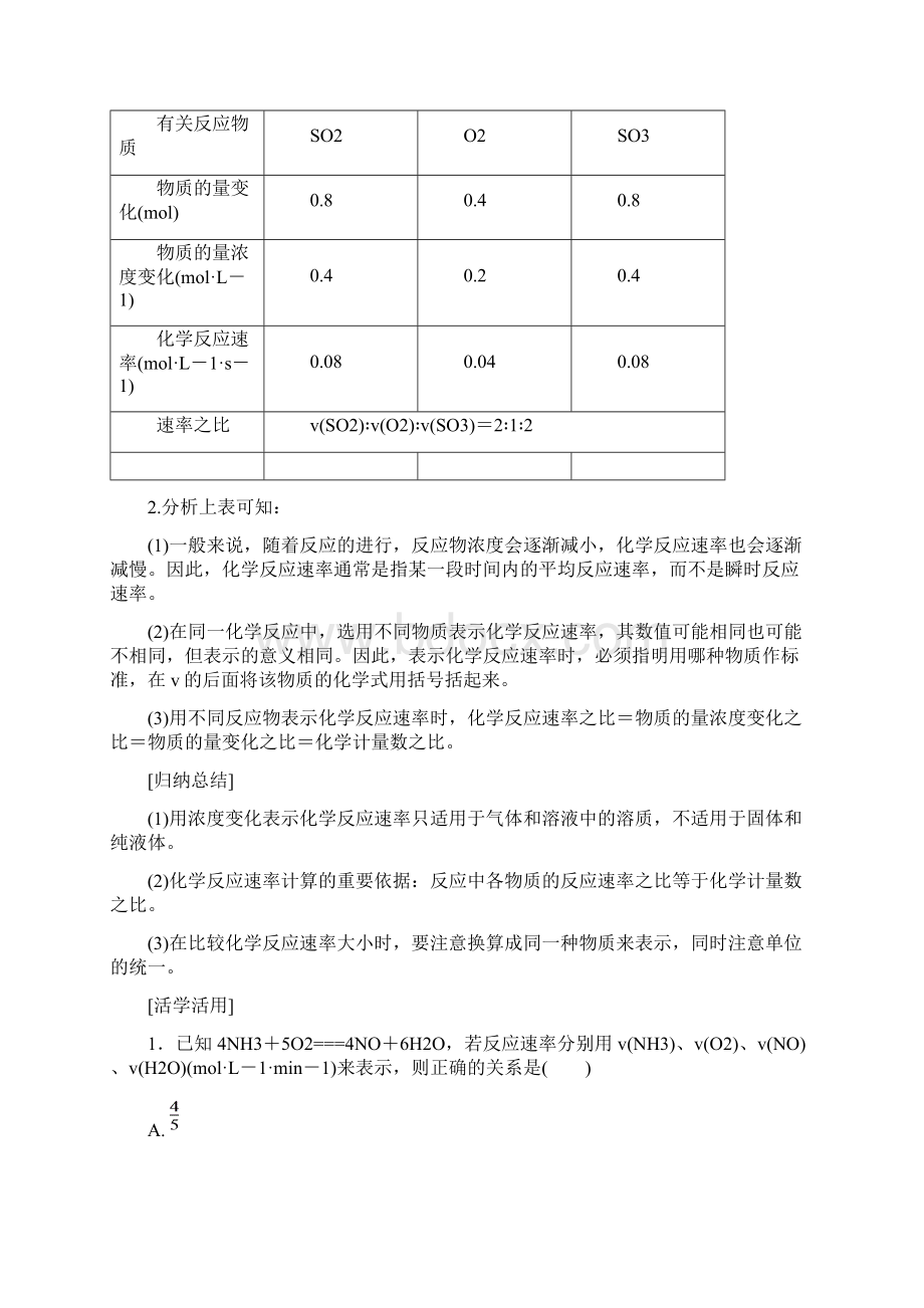 步步高学年高中化学 专题2 第一单元 第1课时 化学反应速率的表示方法学案 苏教版选修4Word文档格式.docx_第2页