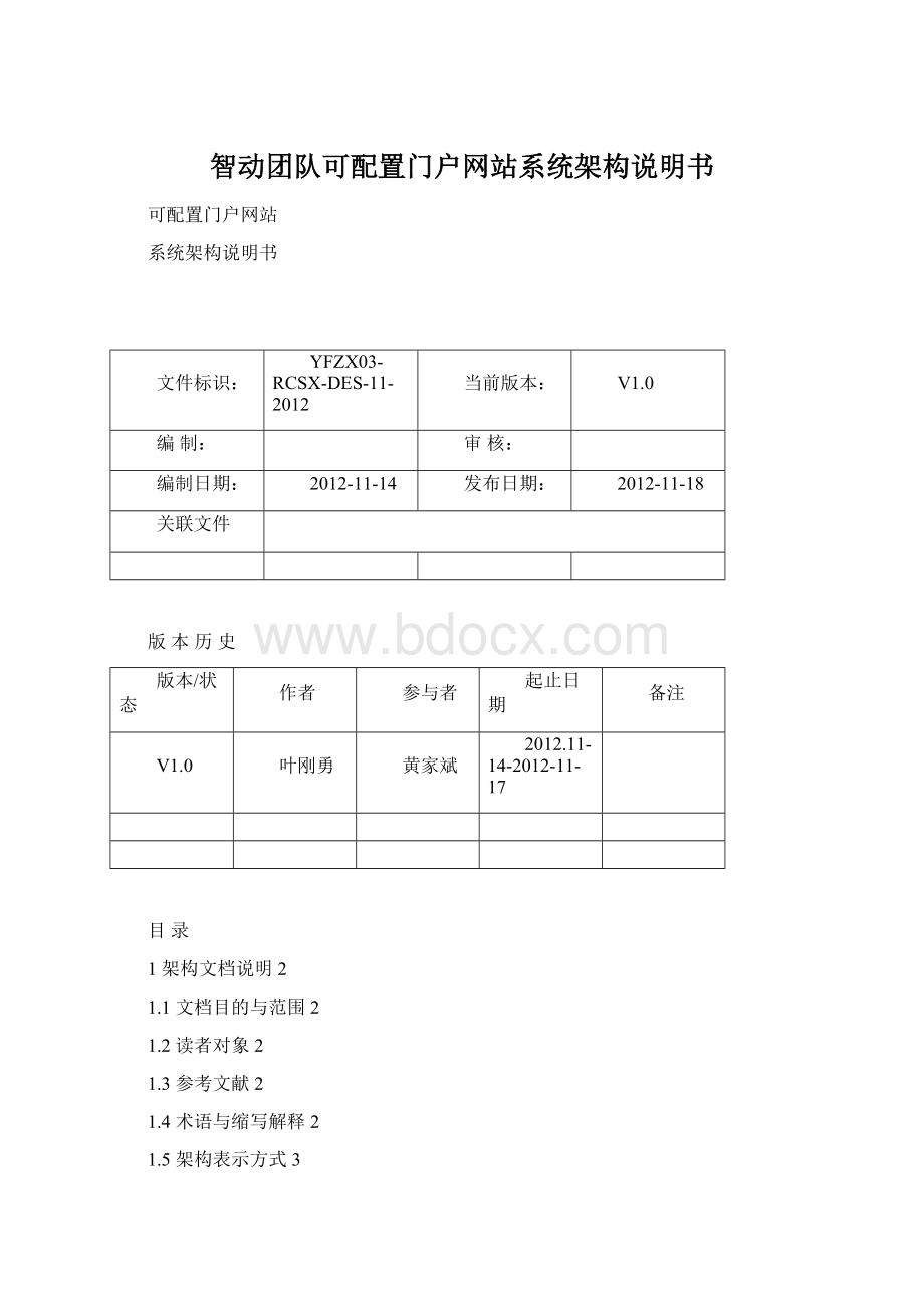 智动团队可配置门户网站系统架构说明书Word下载.docx