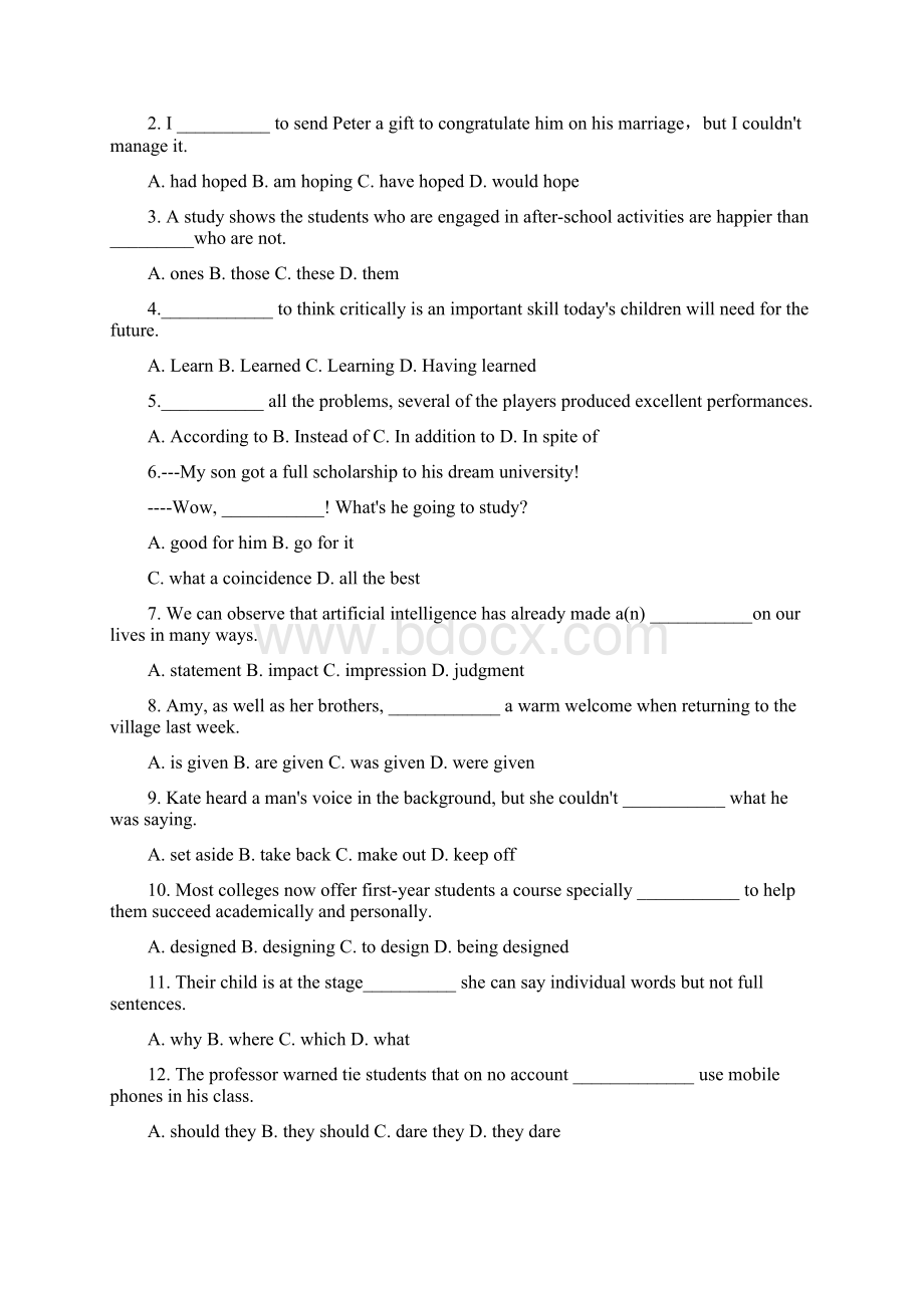 天津卷普通高等学校招生全国统一考试英语试题Word版含答案.docx_第2页