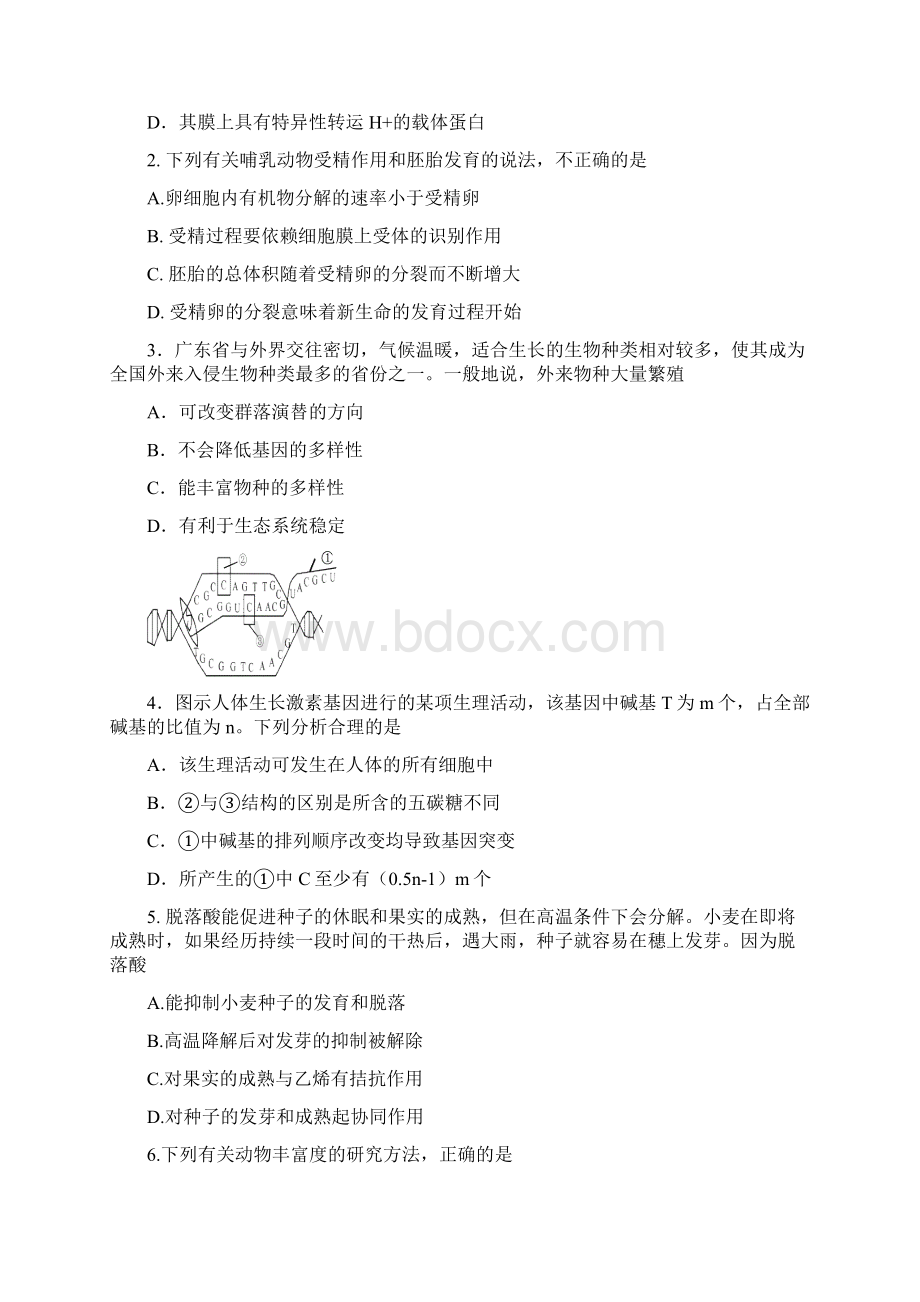 深圳二模试题及答案 理科综合Word文档下载推荐.docx_第2页