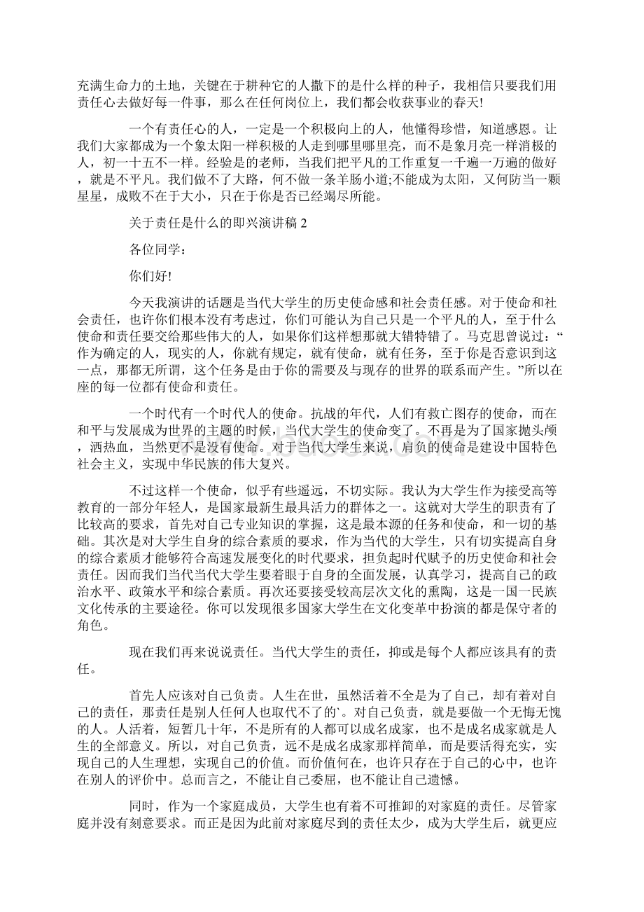 关于责任是什么的即兴演讲稿Word下载.docx_第2页