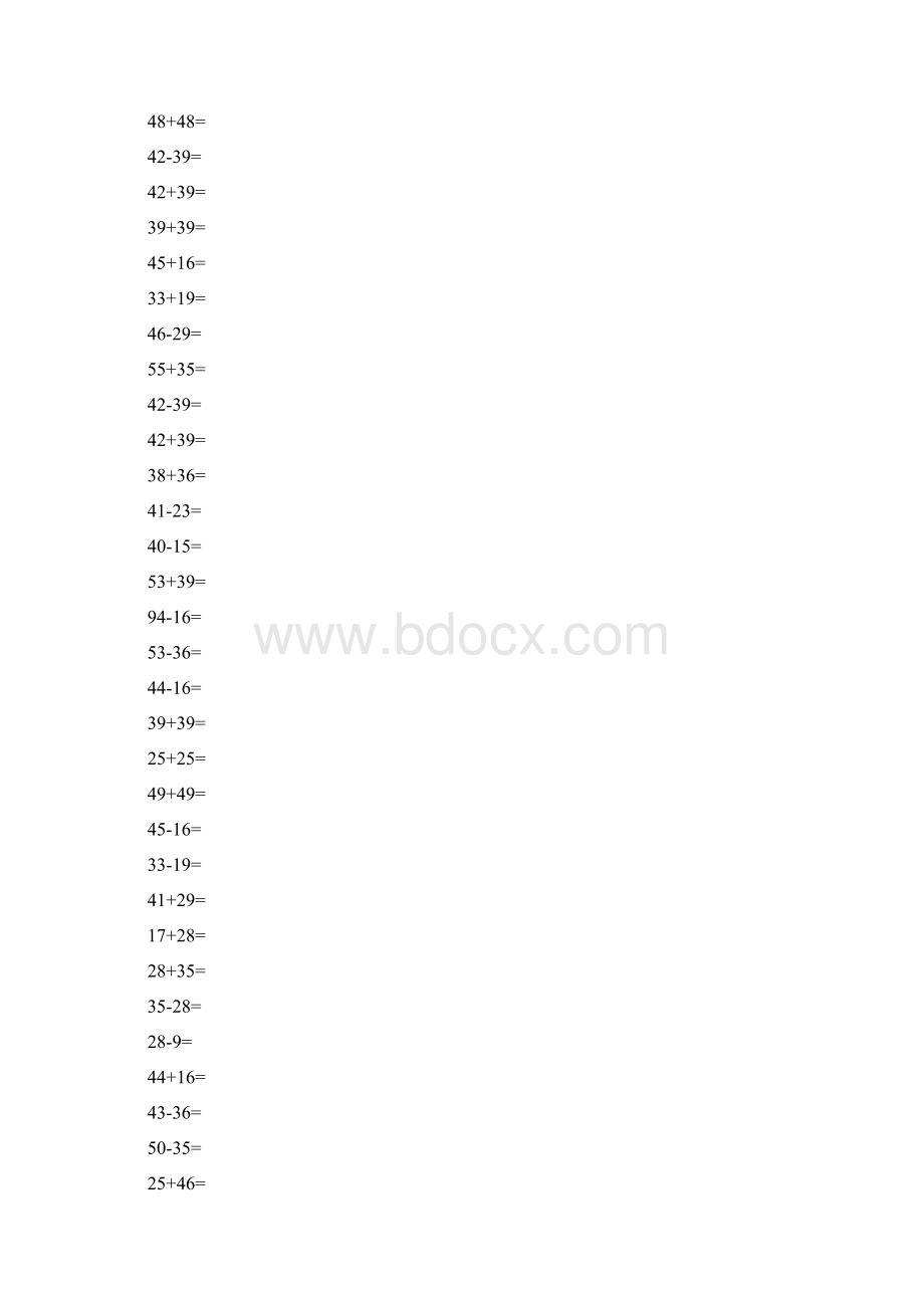 100以内两位数进位加法退位减法计算题直接打印版文档格式.docx_第2页