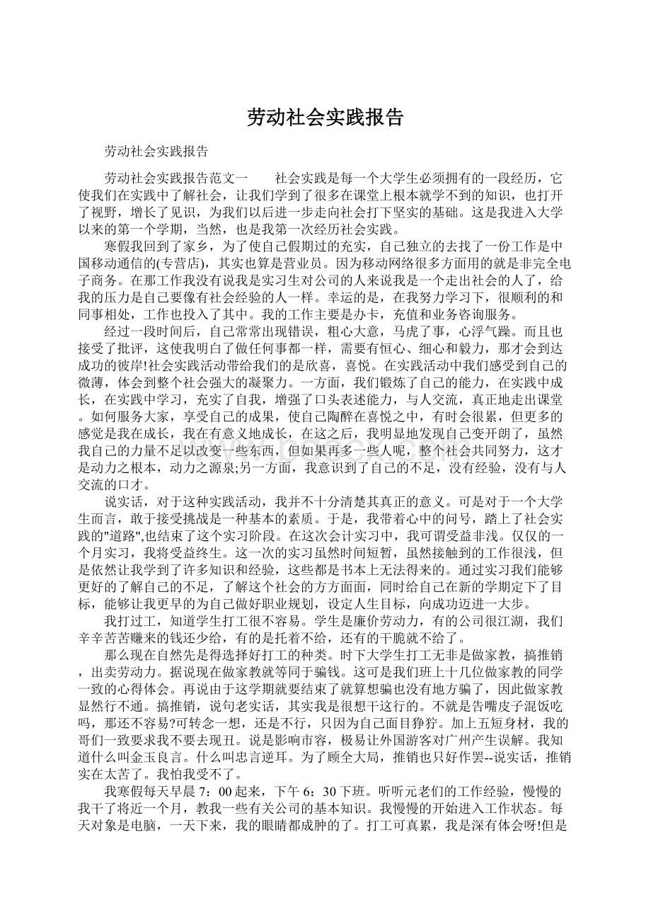 劳动社会实践报告.docx