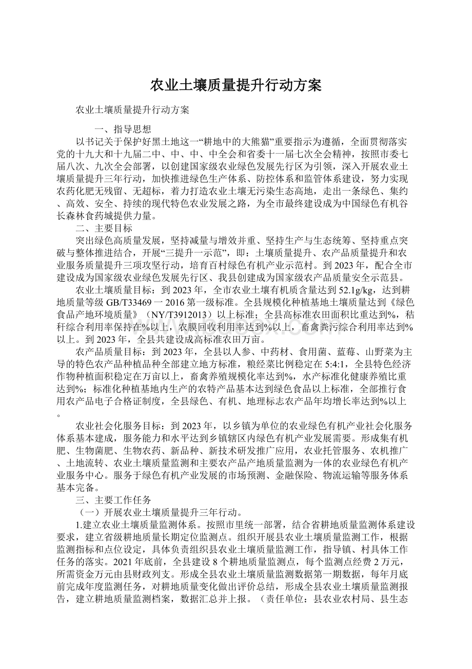 农业土壤质量提升行动方案.docx_第1页