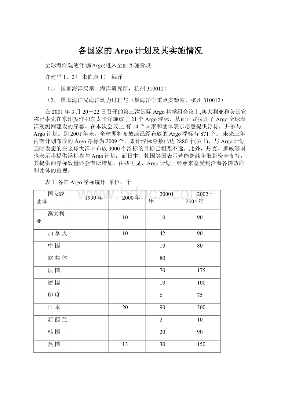 各国家的Argo计划及其实施情况.docx_第1页