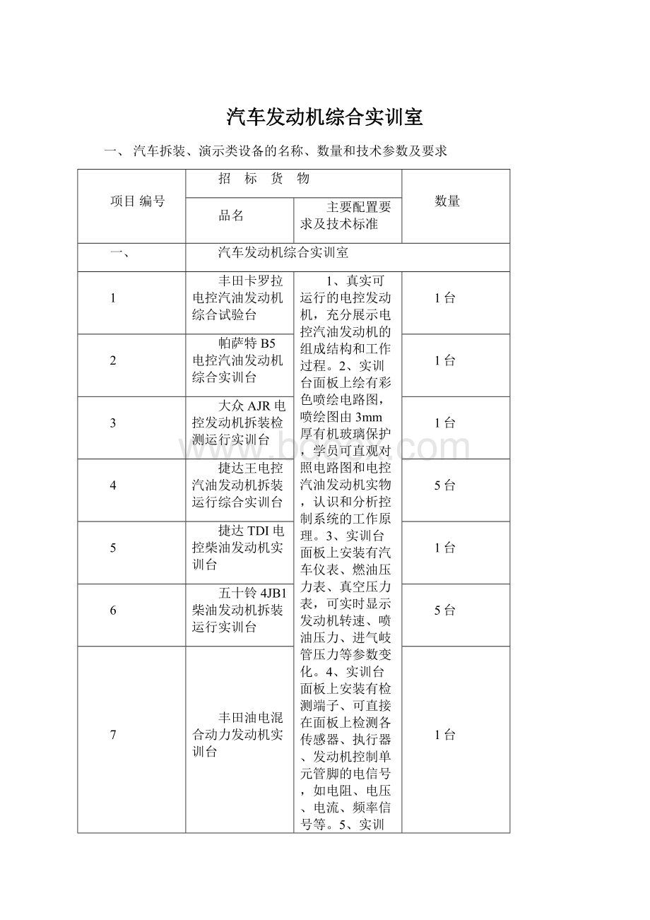 汽车发动机综合实训室.docx_第1页