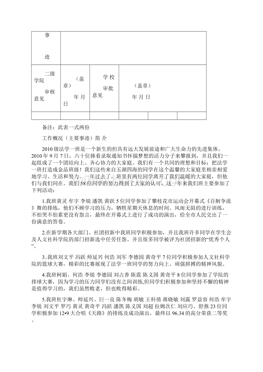 级法学一班 先进班集体申报材料Word文档下载推荐.docx_第2页