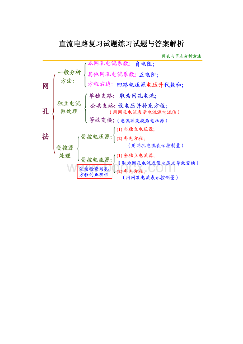 直流电路复习试题练习试题与答案解析文档格式.docx_第1页