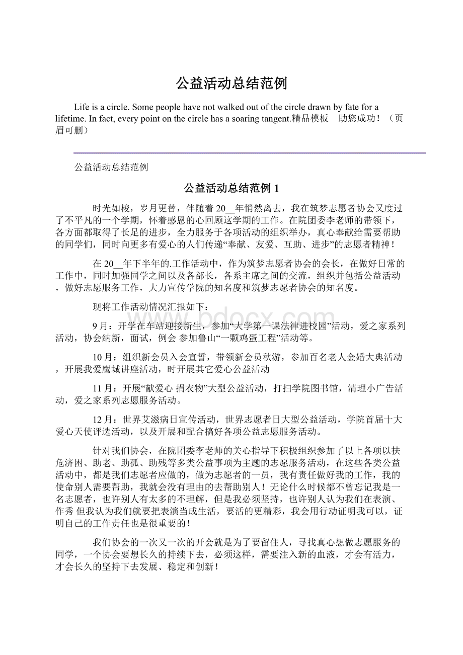 公益活动总结范例Word文档下载推荐.docx