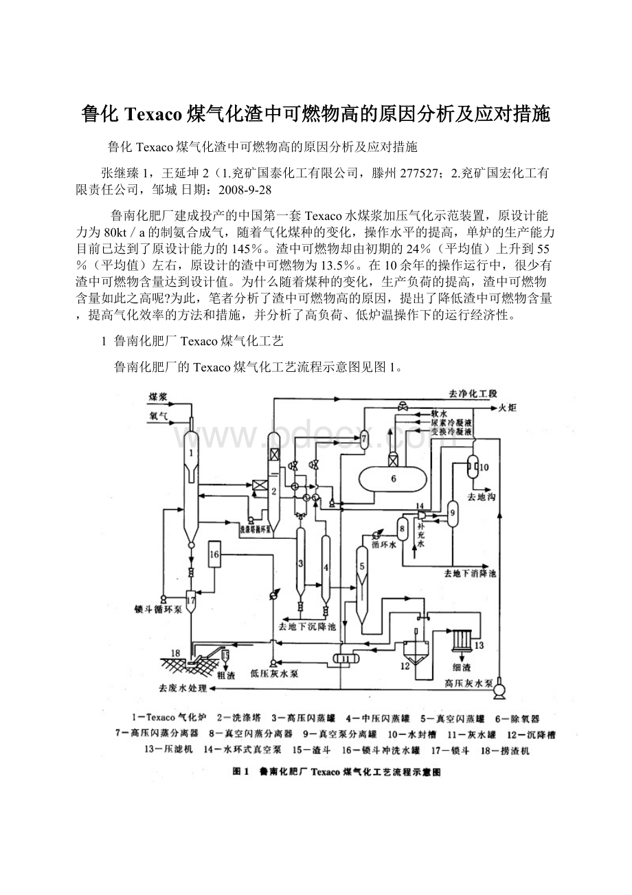 鲁化Texaco煤气化渣中可燃物高的原因分析及应对措施.docx