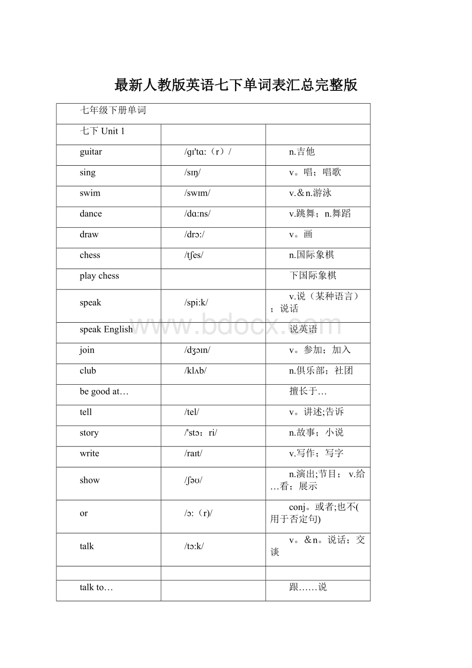 最新人教版英语七下单词表汇总完整版.docx_第1页