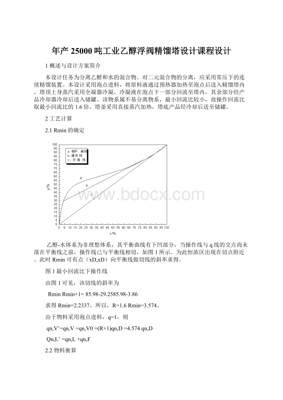 年产25000吨工业乙醇浮阀精馏塔设计课程设计Word文档下载推荐.docx