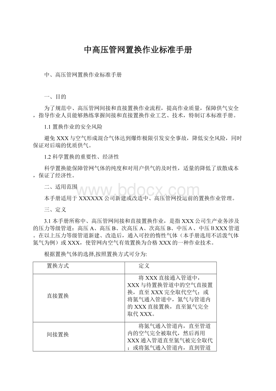 中高压管网置换作业标准手册.docx