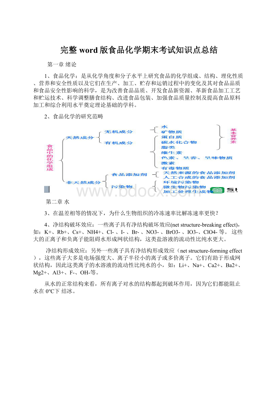 完整word版食品化学期末考试知识点总结Word文档格式.docx