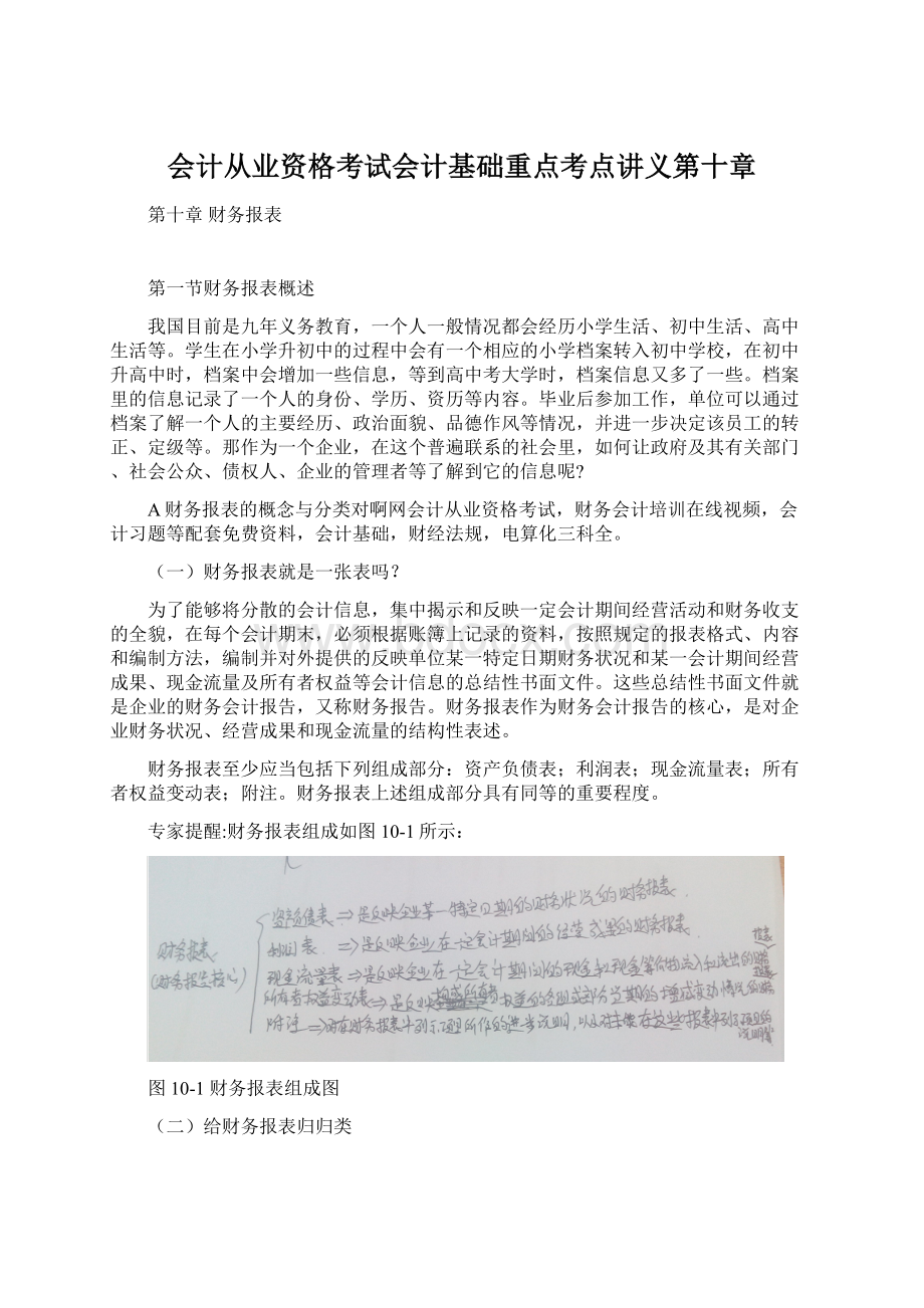 会计从业资格考试会计基础重点考点讲义第十章.docx_第1页