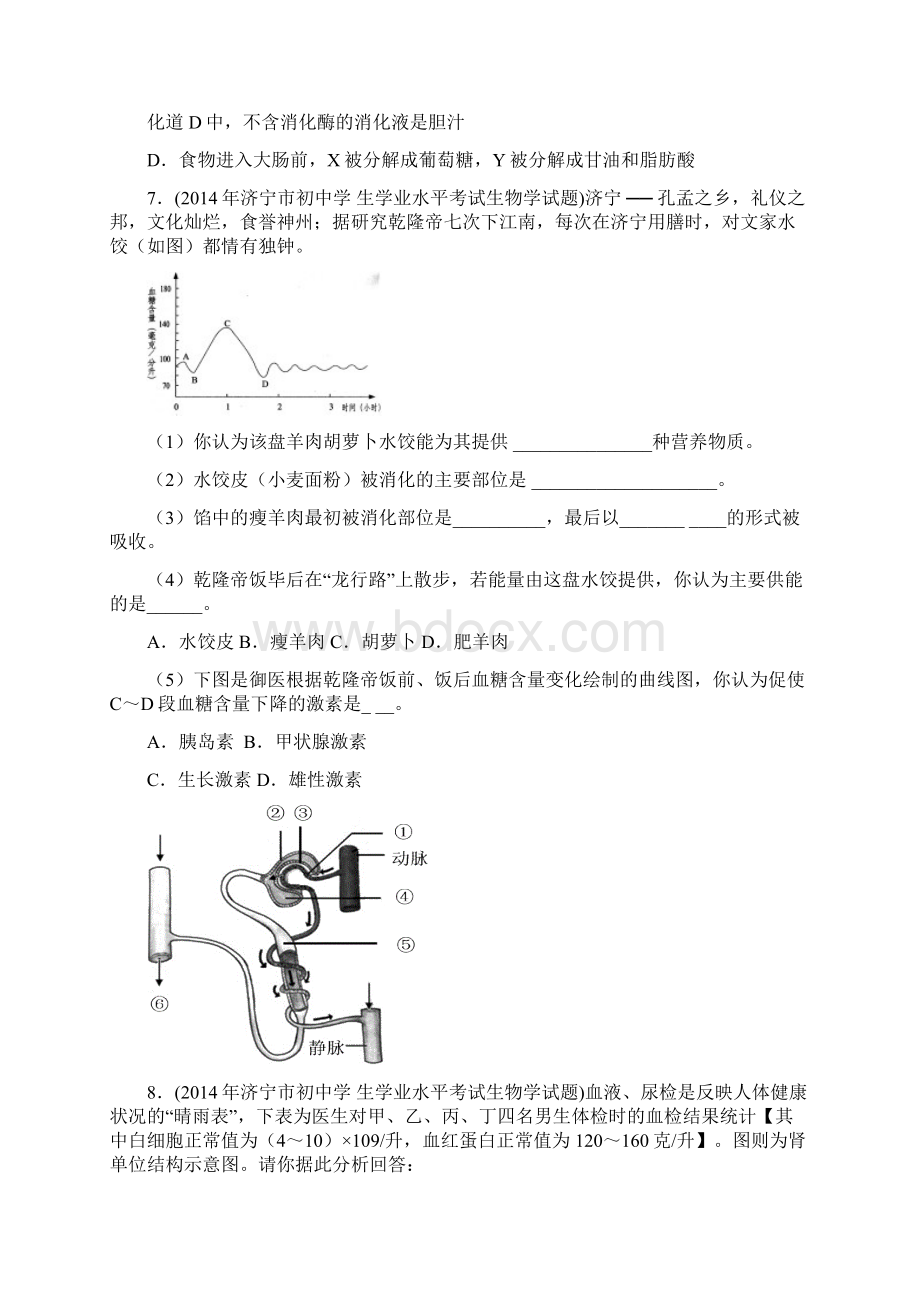 专题05人体的消化呼吸排泄循环试题.docx_第3页