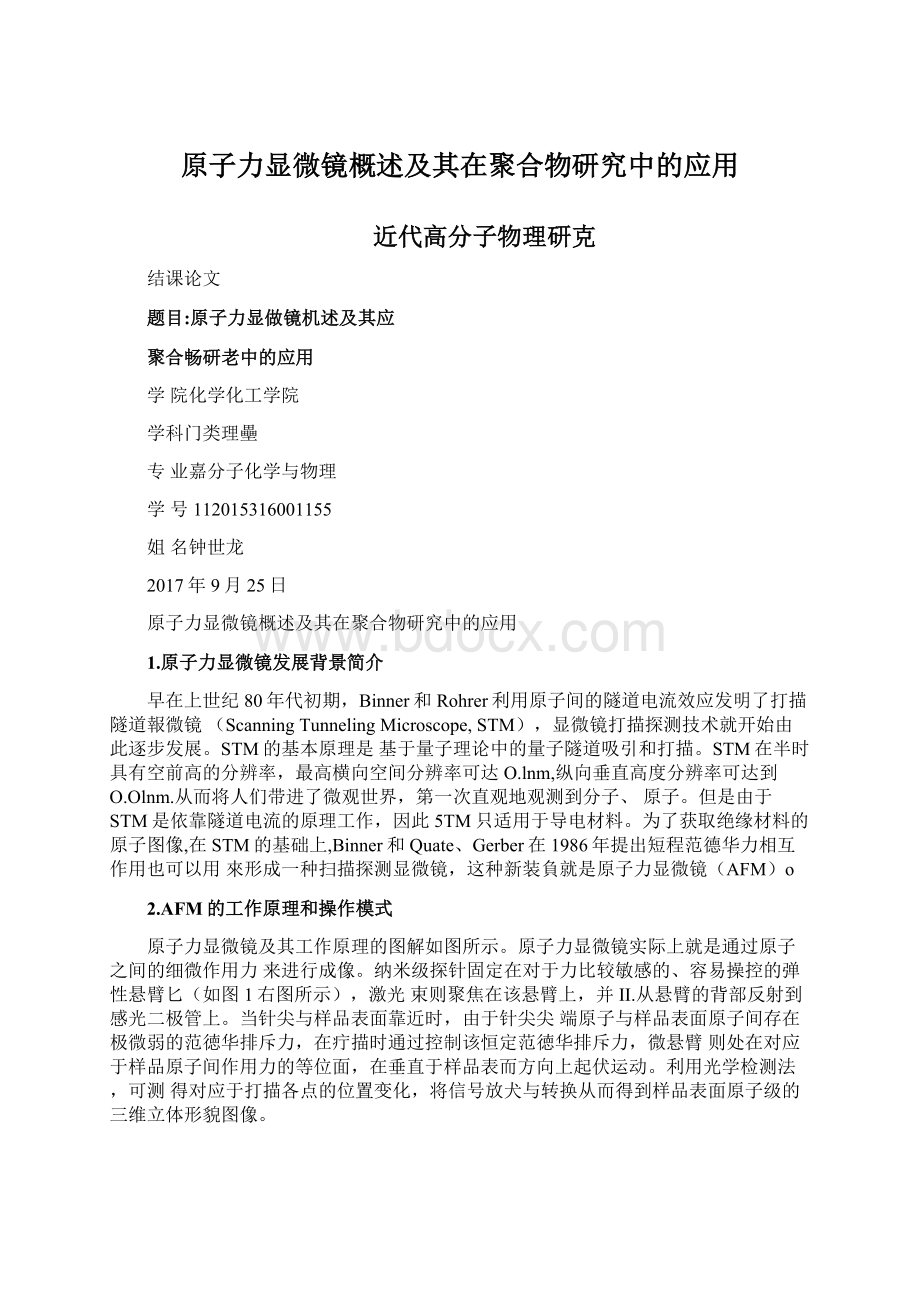 原子力显微镜概述及其在聚合物研究中的应用.docx_第1页