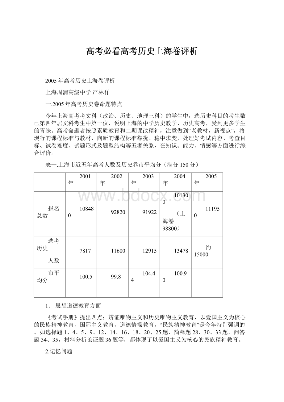 高考必看高考历史上海卷评析文档格式.docx