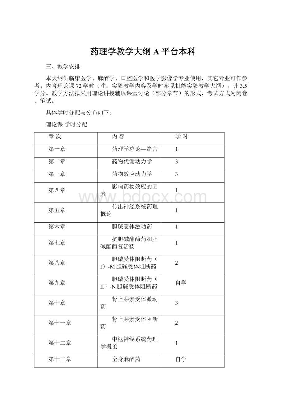 药理学教学大纲A平台本科Word格式.docx