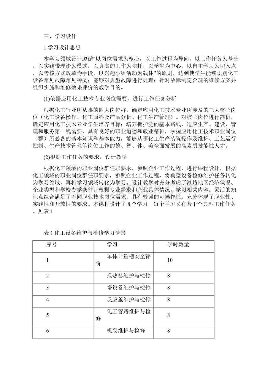 化工技术专业课程标准Word文档下载推荐.docx_第3页