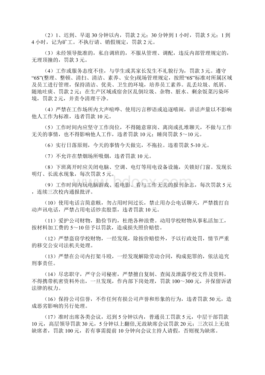 艺术培训学校员工奖惩管理制度.docx_第2页