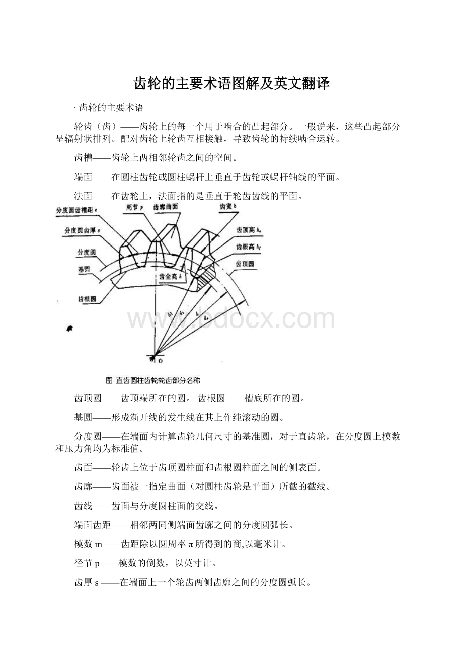 齿轮的主要术语图解及英文翻译Word文档格式.docx_第1页