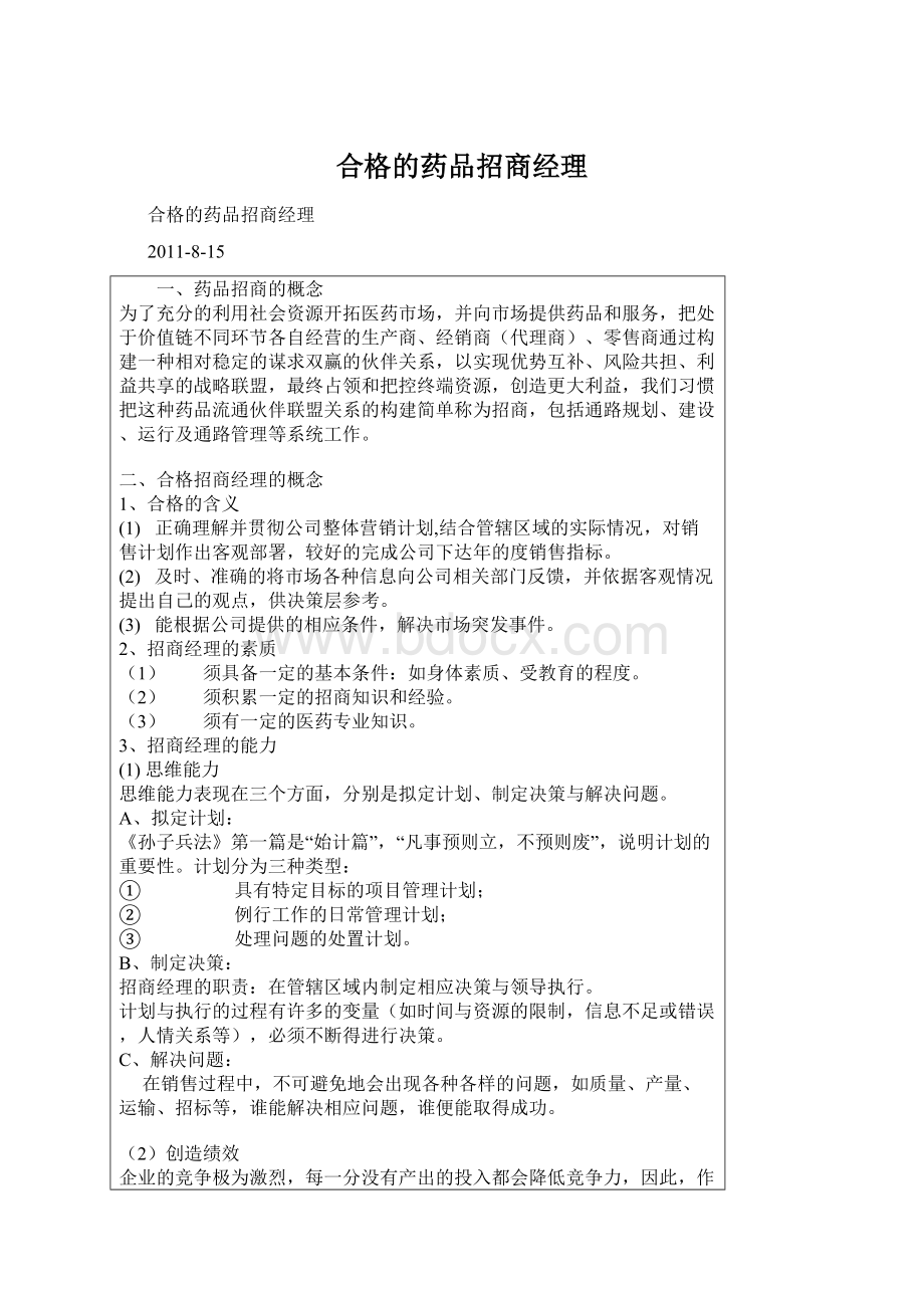 合格的药品招商经理Word文件下载.docx_第1页