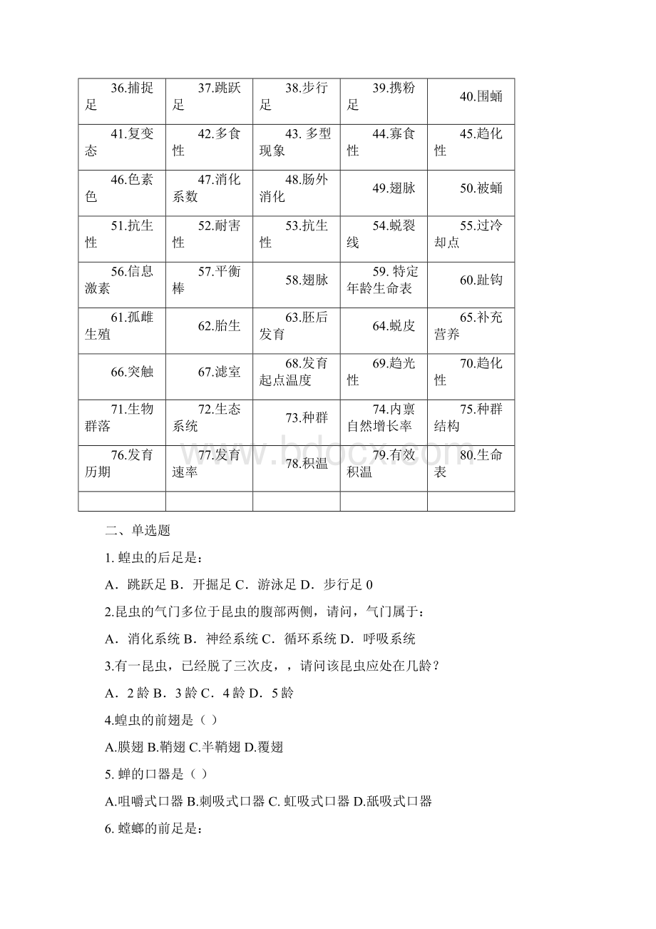 普通昆虫学试题库.docx_第2页