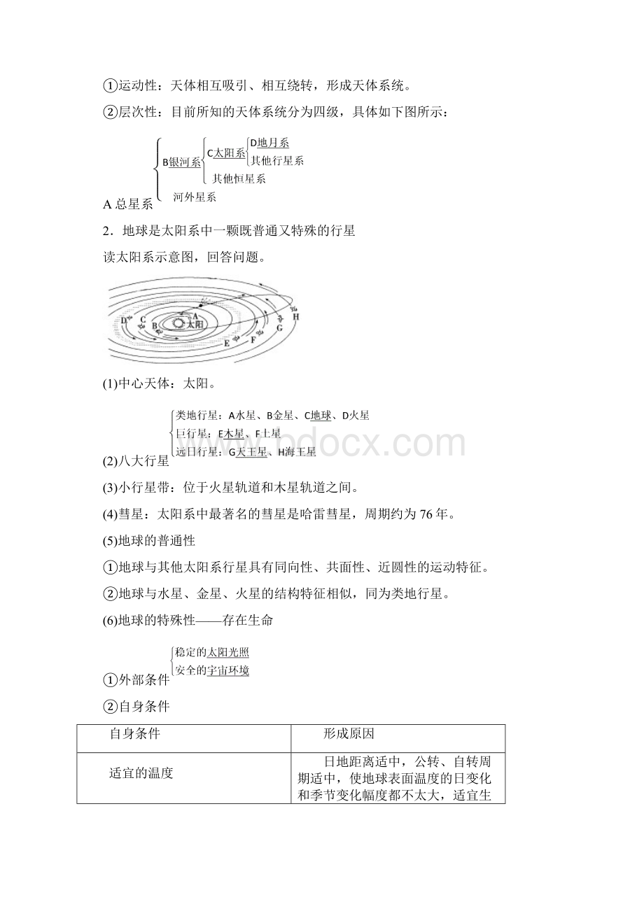 高考地理复习第1章行星地球第3讲地球的宇宙环境和地球的圈层结构教学案Word格式文档下载.docx_第2页