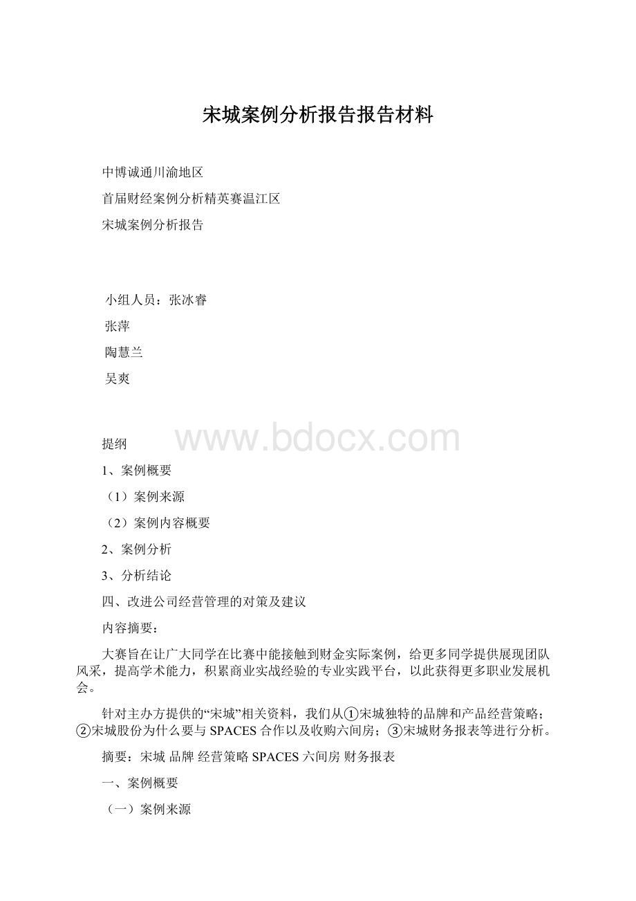 宋城案例分析报告报告材料Word文档格式.docx