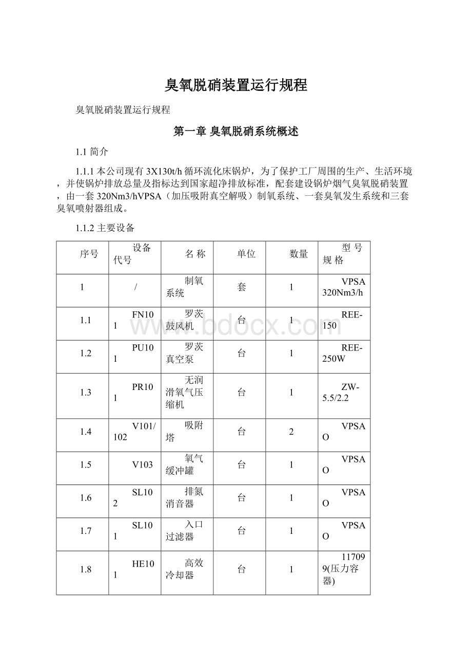 臭氧脱硝装置运行规程.docx_第1页