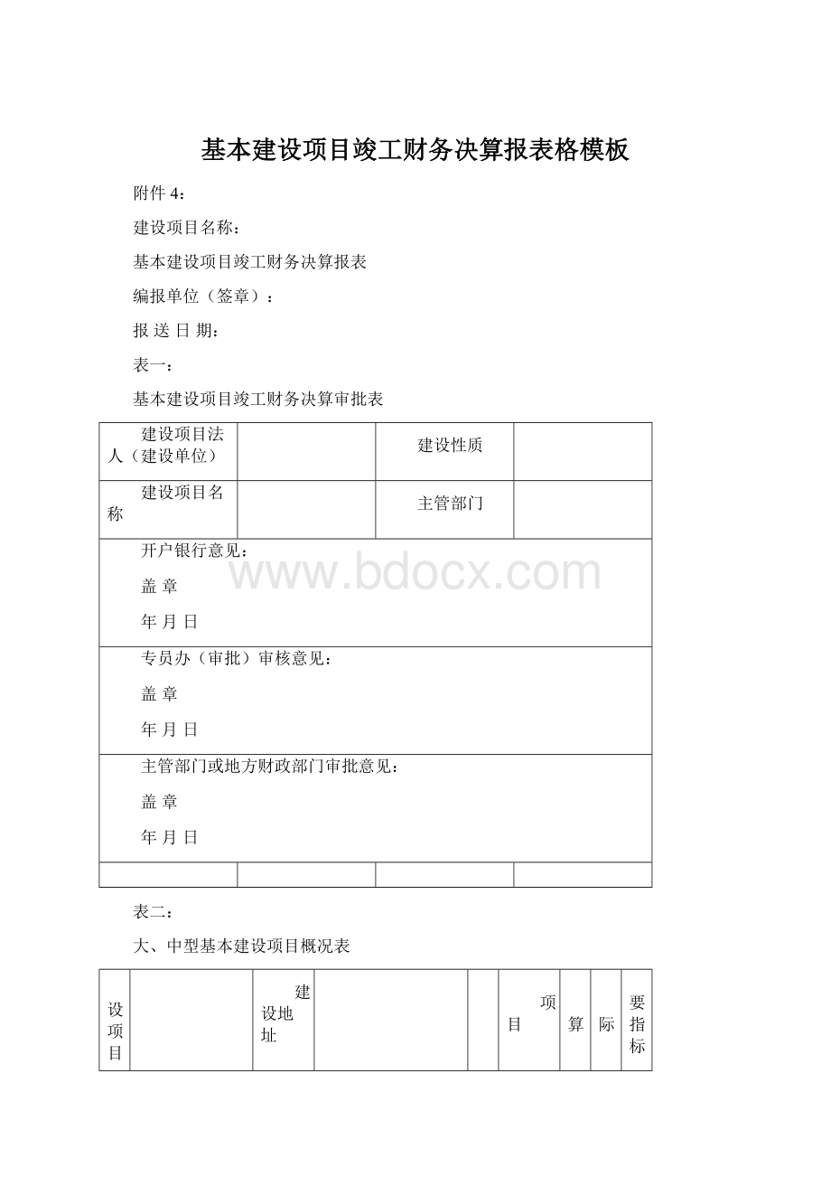 基本建设项目竣工财务决算报表格模板Word文档下载推荐.docx_第1页