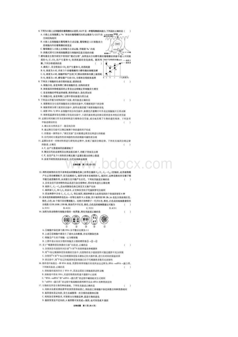 安徽省安庆一中安师大附中铜陵一中学年高二生物下学期期末联考试题扫描版.docx_第2页