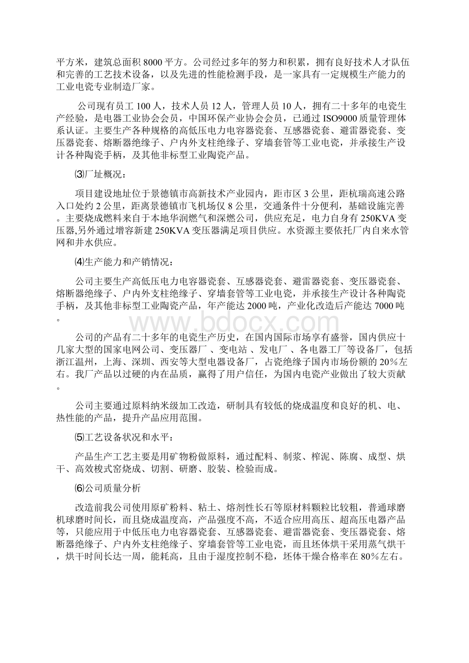 低碳高性能纳米级工业电瓷产业化项目可行性研究报告Word格式文档下载.docx_第2页