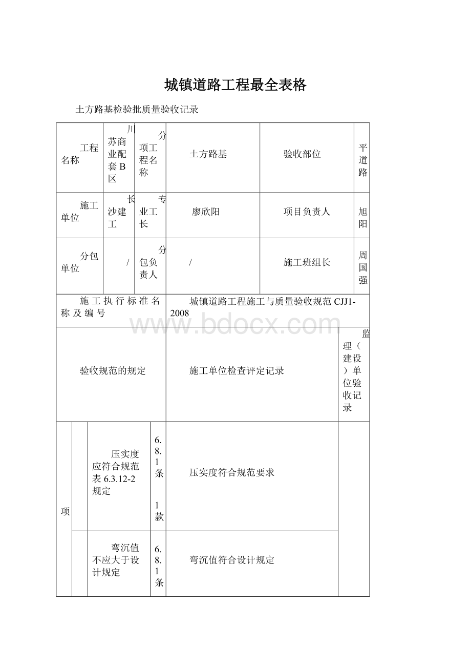 城镇道路工程最全表格Word格式.docx_第1页