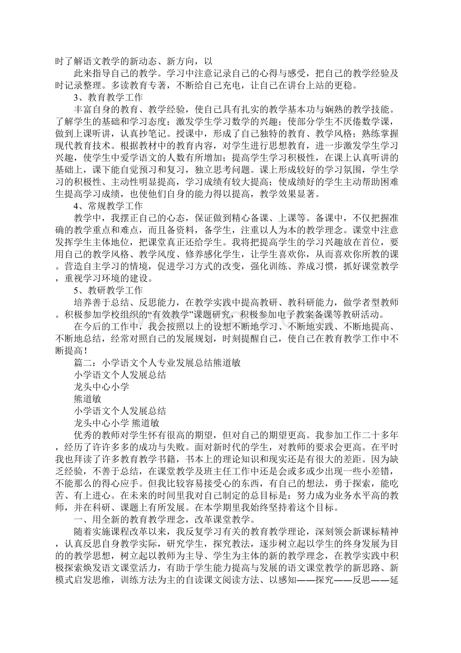 小学语文教师专业发展总结Word格式.docx_第2页