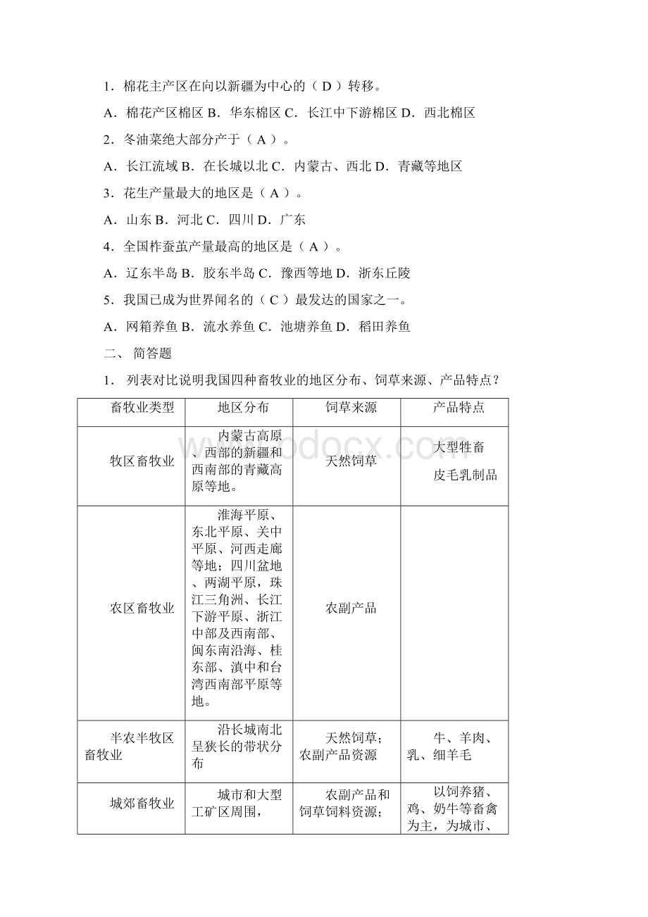 《物流地理》练习题答案讲解学习Word文档下载推荐.docx_第2页