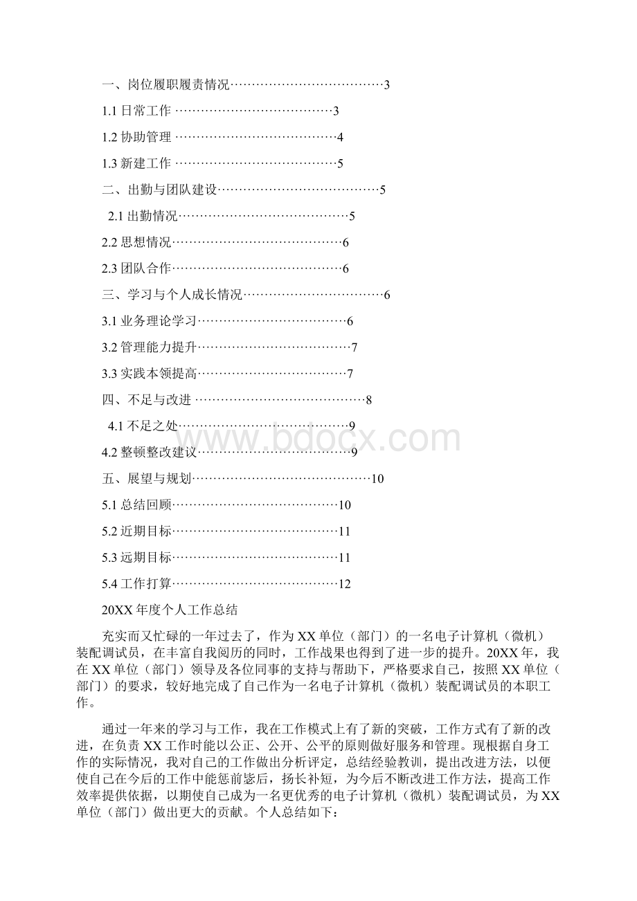 电子计算机微机装配调试员岗位工作总结汇报报告与工作计划范文模板.docx_第2页