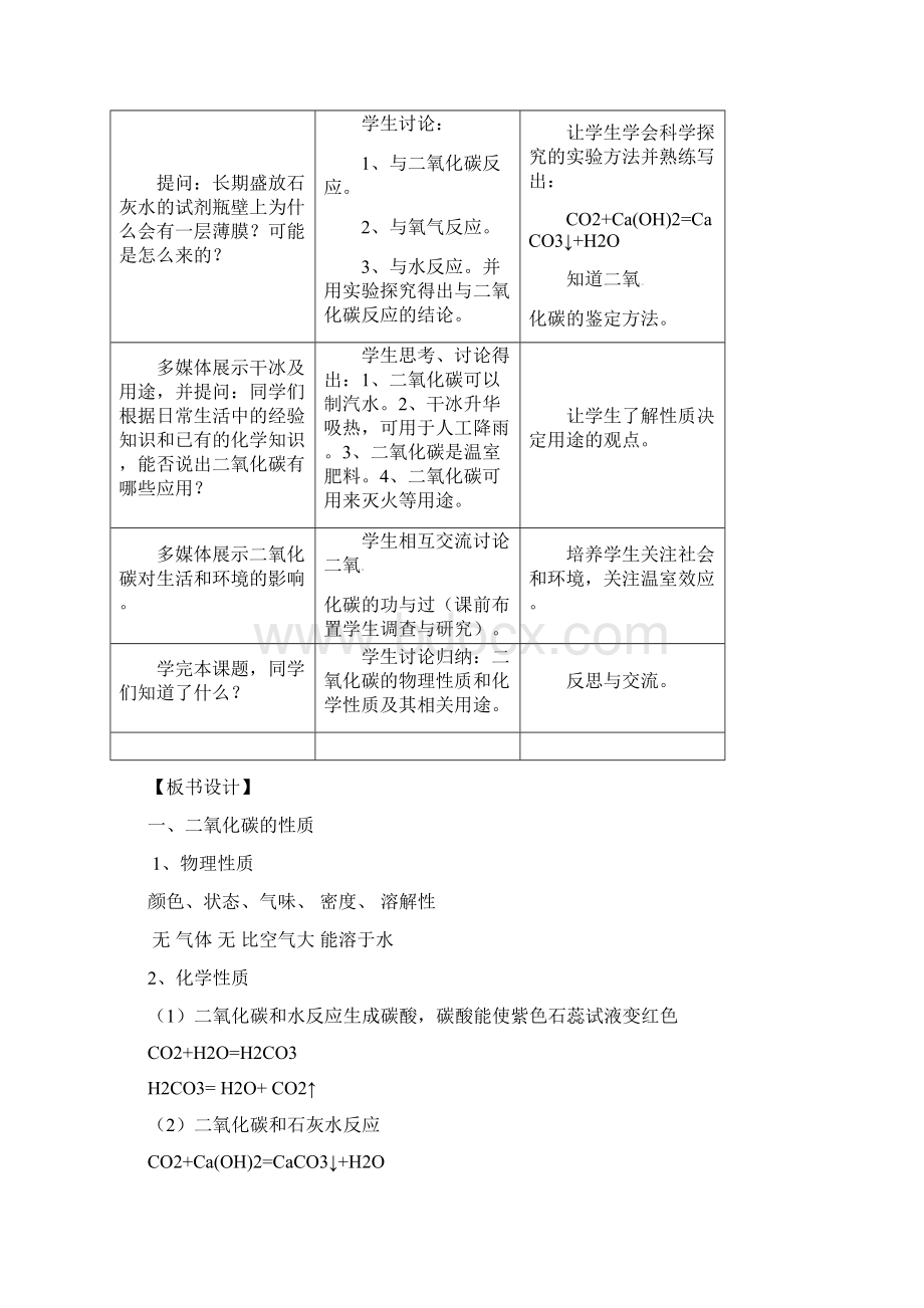 九年级化学上册 63《二氧化碳和一氧化碳》教案 人教新课标版.docx_第3页