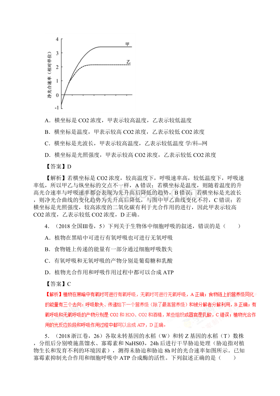 专题03光合作用和呼吸作用高考题汇编解析版Word文件下载.docx_第2页