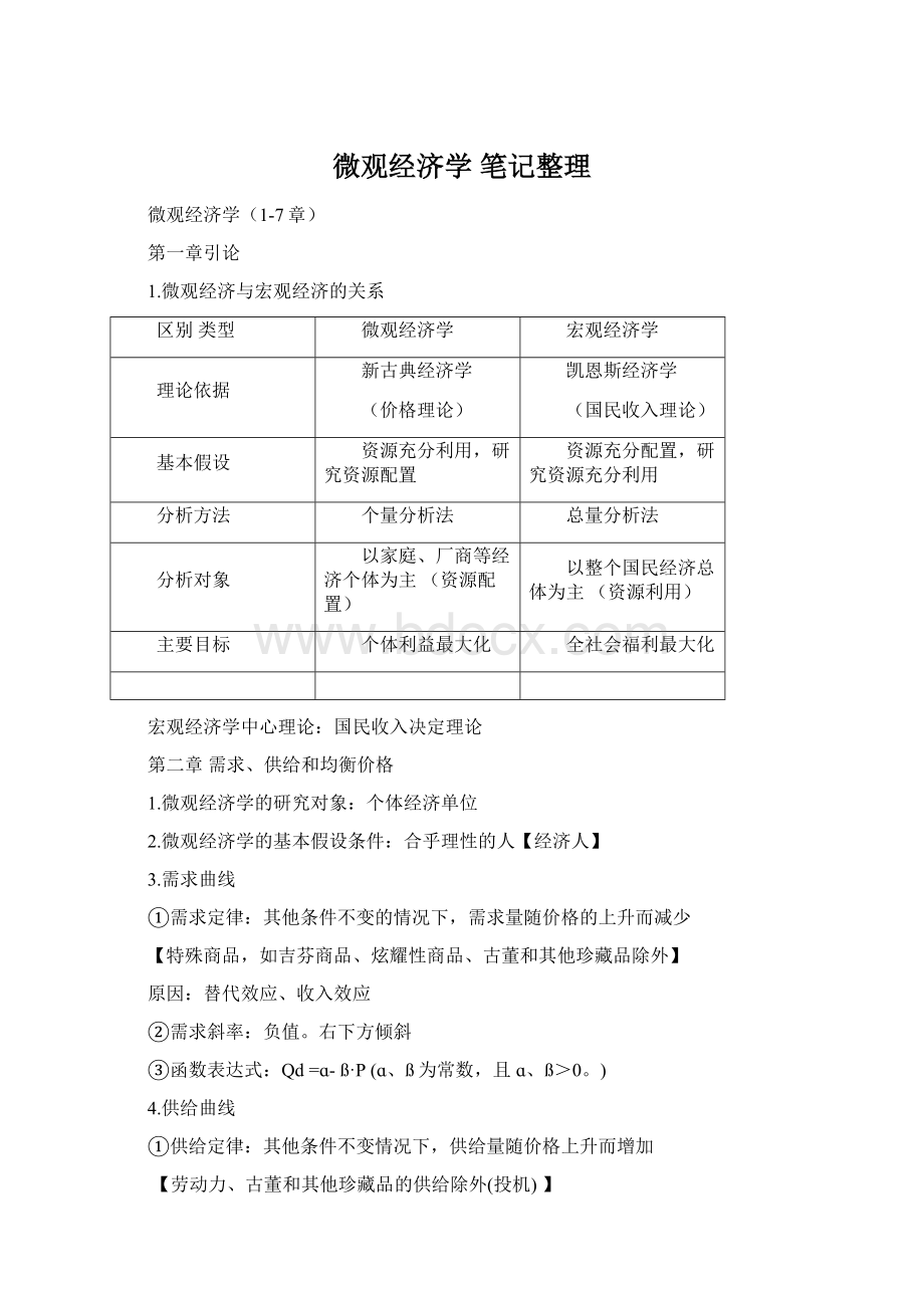 微观经济学 笔记整理Word文件下载.docx_第1页