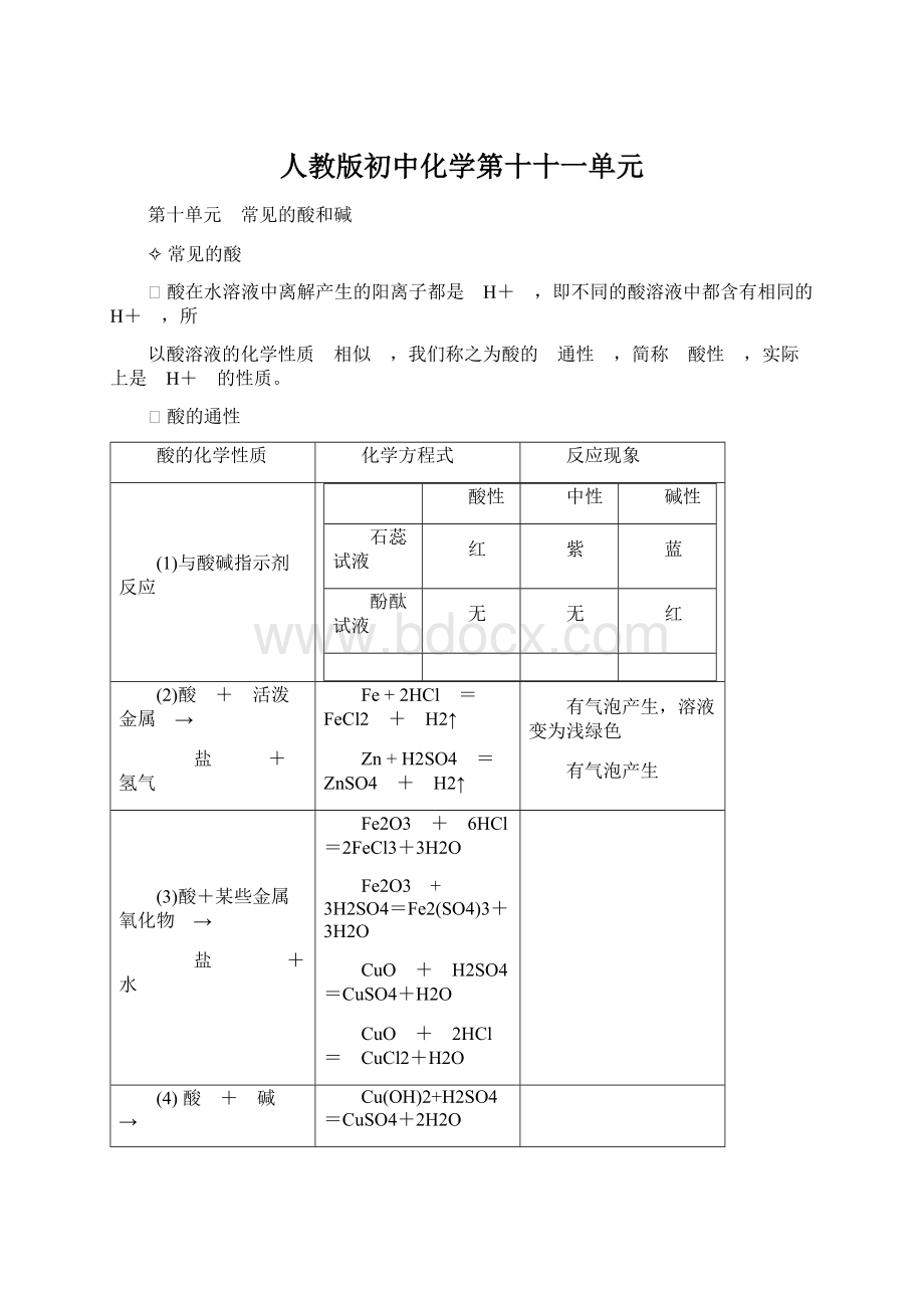 人教版初中化学第十十一单元.docx